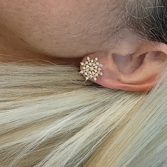 🔥LAST PAIR🔥 GORGEOUS SNOWFLAKE SPARKLE EARRINGS, Choice of Color - Picture 1 of 6